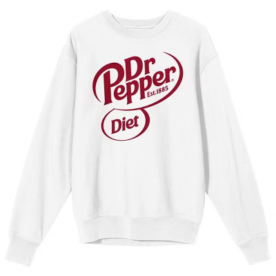 Dr Pepper Diet Dr Pepper Logo Adult White Crew Neck Long Sleeve Sweatshirt-XXL | Target