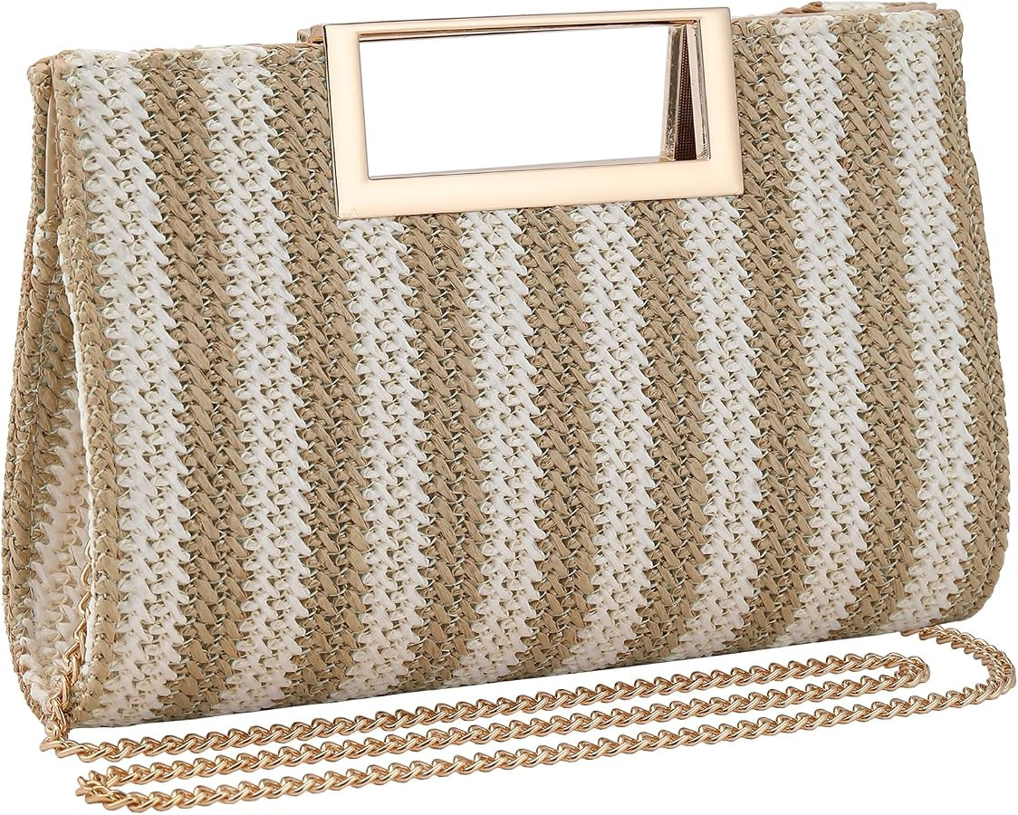 Women Clutch Top Handbags Straw Raffia Bag Purse Woven Tote CrossBag for Women Beach Summer Trave... | Amazon (US)