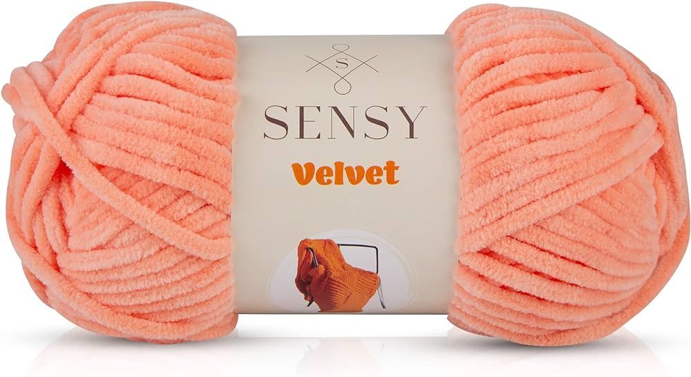 Sensy Velvet Yarn, Blanket Yarn, 3.5 oz, 132 Yards, Gauge 5 Bulky (Salmon) | Amazon (US)