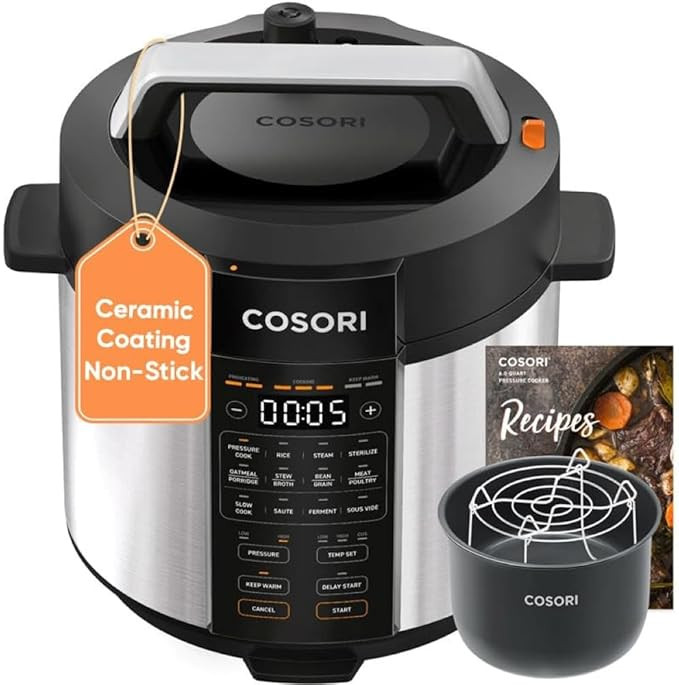 Cosori Pressure Cooker 6QT, Stainless Steel, 9-in-1 Multi Cooker, 12 Safety Features, Ceramic Inn... | Amazon (US)