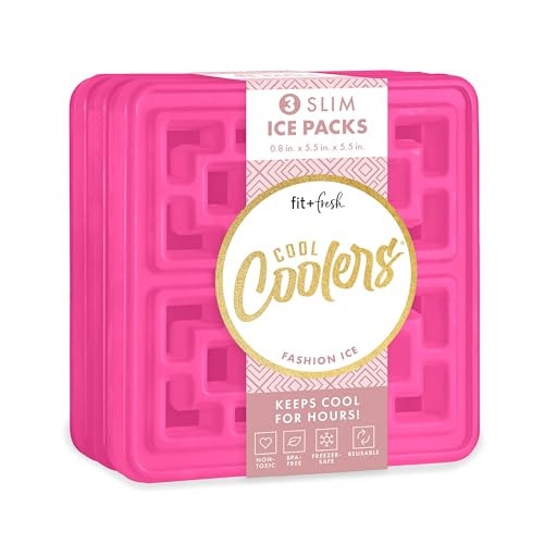 Cool Coolers Large Fashion Ice by Fit & Fresh, 3pk Ice Blocks for Lunchboxes, Quick Freeze, Space Saving, Stylish Reusable Freezer Packs for Coolers, Hot Pink | Amazon (US)