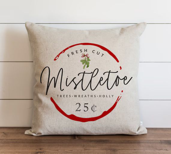 Christmas Pillow Cover // Fresh Cut Mistletoe // Farmhouse Decor // Holiday Pillow Covers // Chri... | Etsy (US)