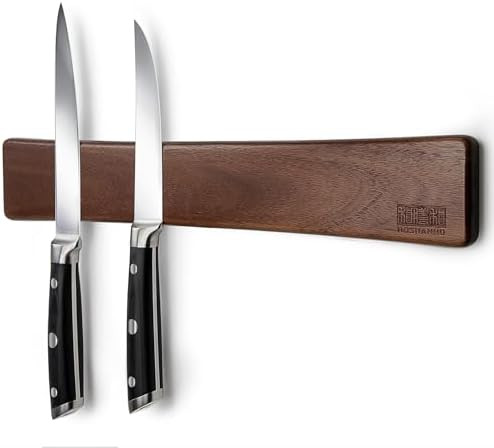 HOSHANHO Magnetic Knife Strips, Magnetic Knife Holder for Wall 16 Inch, Acacia Wood Knife Magneti... | Amazon (US)