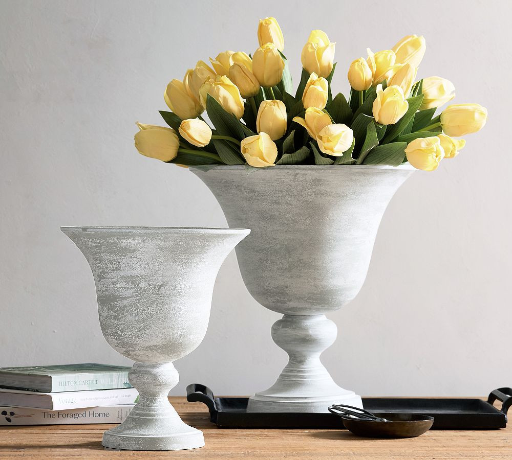 Zinc Pedestal Vase | Pottery Barn (US)
