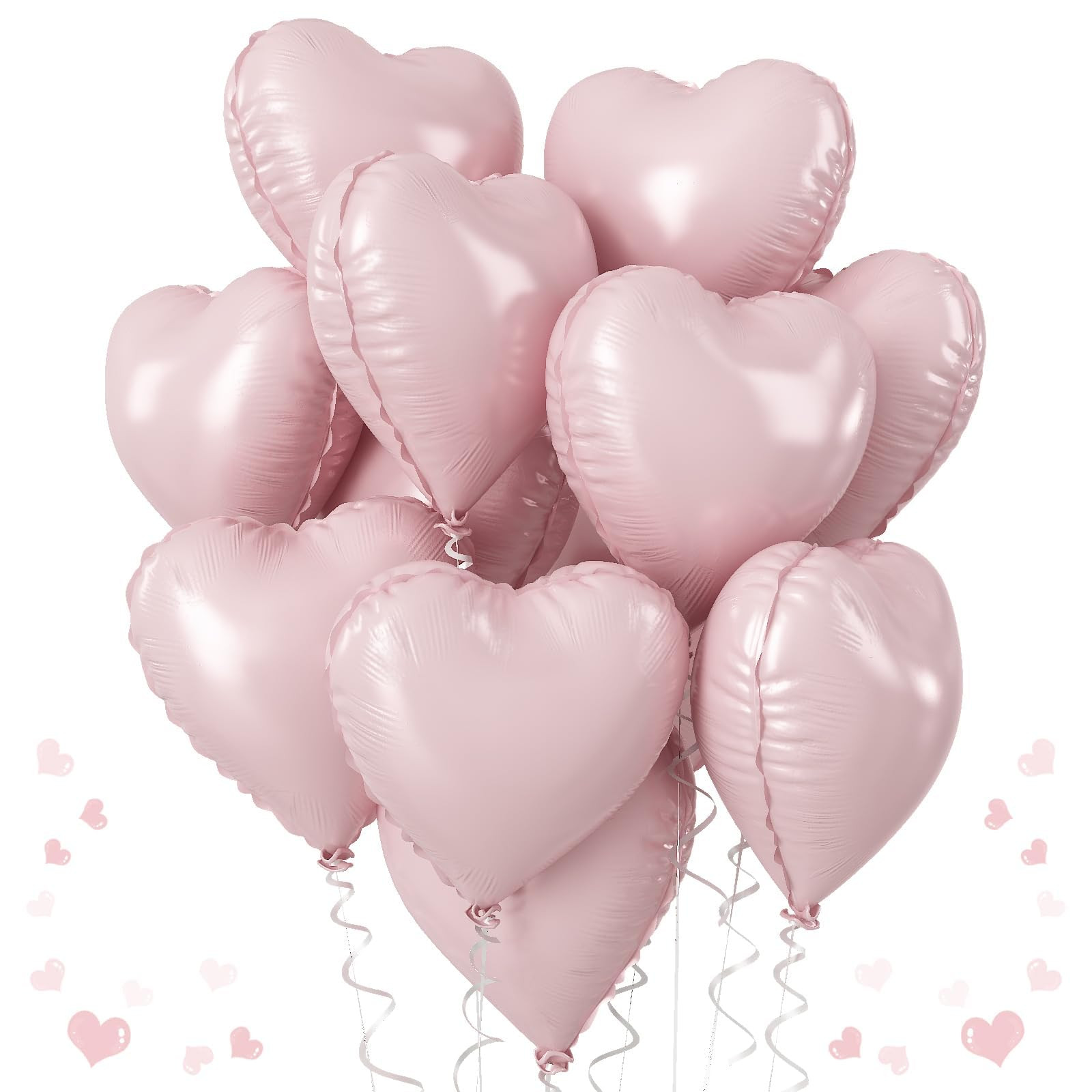 Baby Pink Heart Balloons, 18 Inch, 12Pcs Large Pearl Mylar, Pastel Helium Foil for Boho Girls Wom... | Amazon (US)