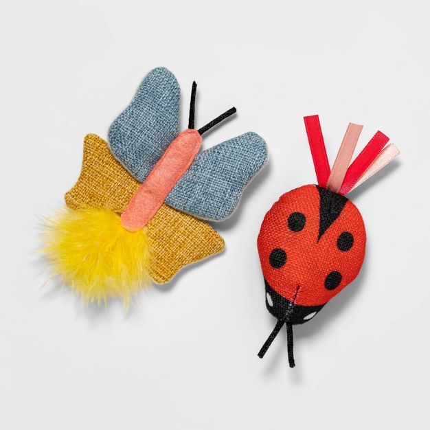 Butterfly and Ladybug Cat Toy Set - 2pk - Boots & Barkley™ | Target