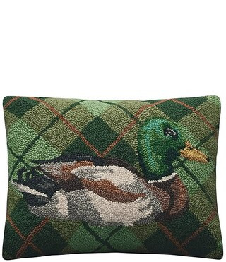 Mallard Plaid Wool Hook Throw Pillow | Dillard's