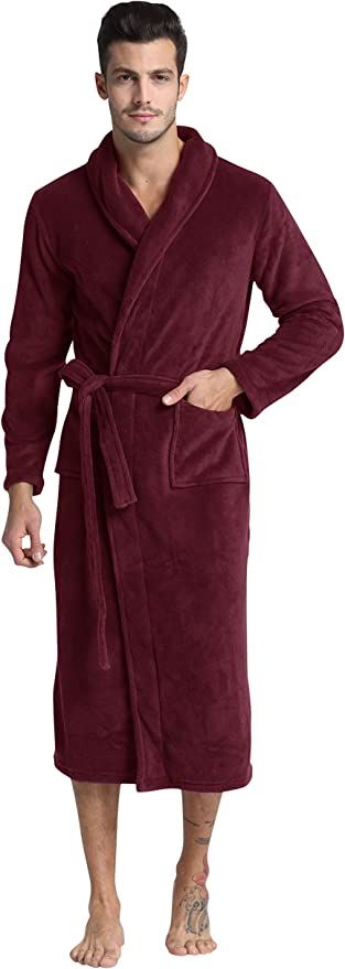 TONY AND CANDICE Men's Fleece Bathrobe Long Shawl Collar Plush Robe at Amazon Men’s Clothing st... | Amazon (US)