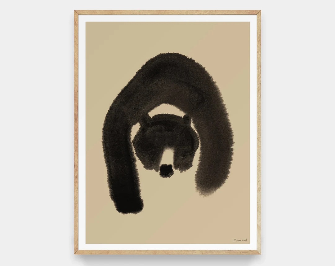 Abstract Black Bear Art: Watercolor Ink Painting Modern Animal Mountain Cabin Art Print - Etsy | Etsy (US)