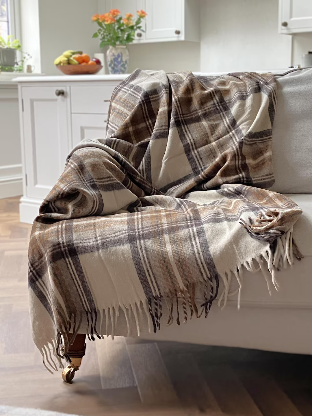 Stewart Natural Dress Tartan Recycled Wool Blanket/throw by Florence Lilly - Etsy | Etsy (US)