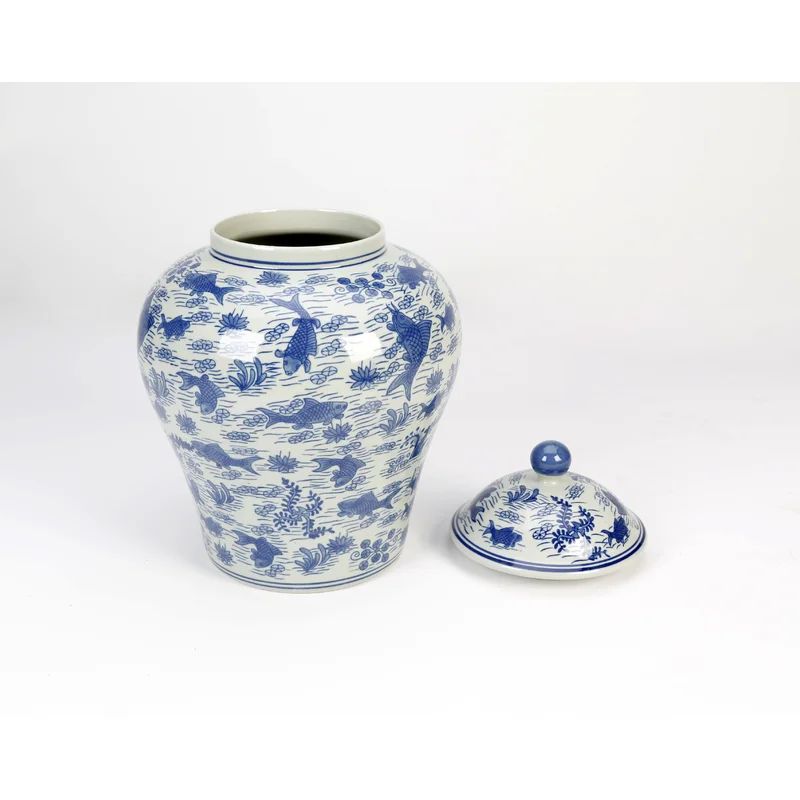 Blend Blue 14'' Porcelain Ginger Jar | Wayfair North America