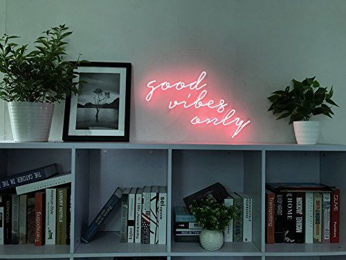 Good Vibes Only Neon Sign Real Glass Handmade Visual Artwork Home Decor Wall Light | Amazon (US)