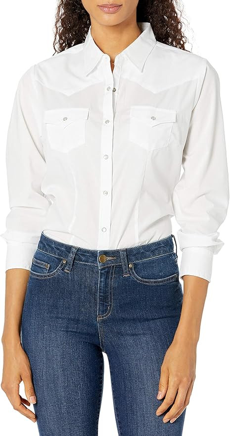 ELY CATTLEMAN Women's Long Sleeve Solid Western Shirt | Amazon (US)