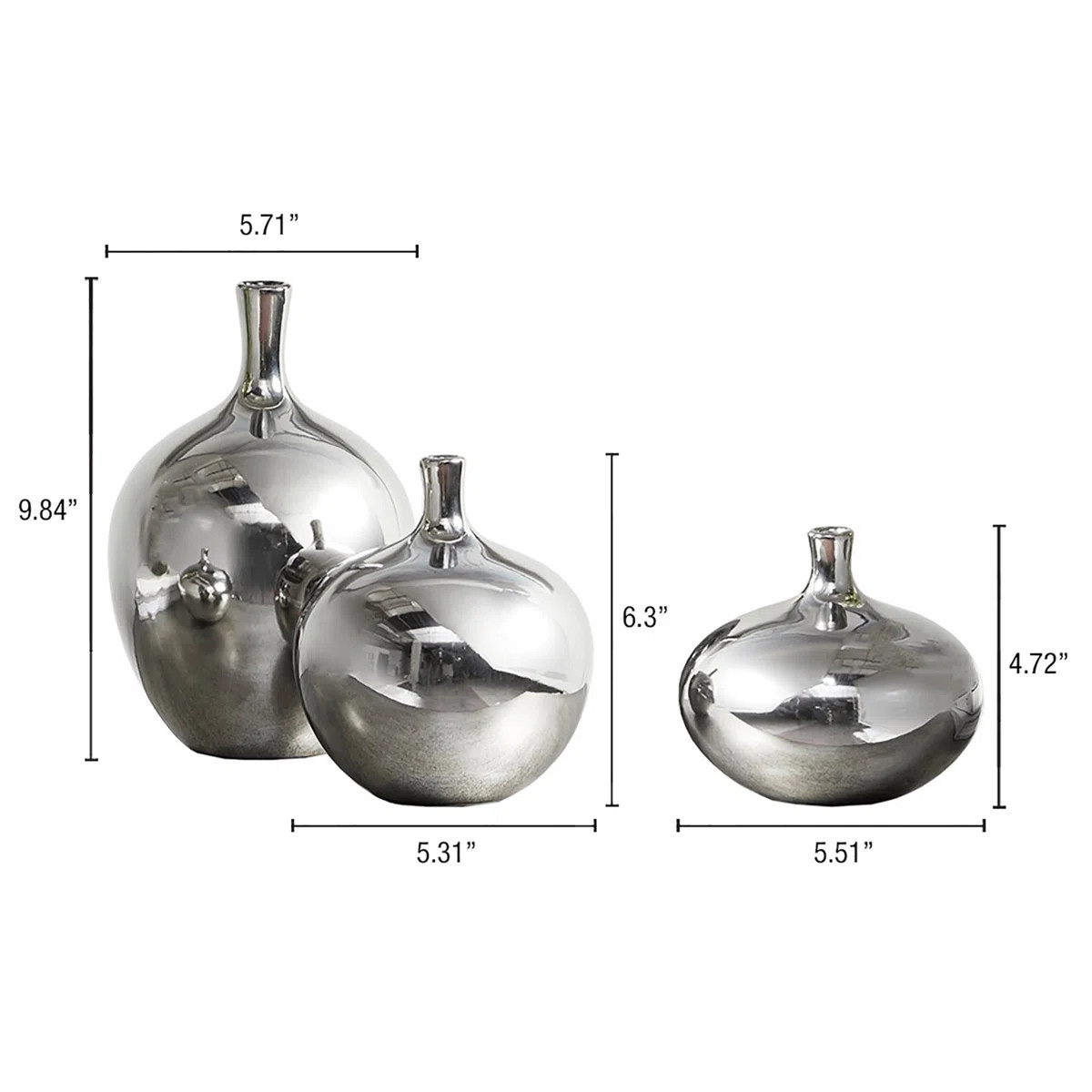 Madison Park Signature Ansen Mirrored Ceramic Decorative Vases 3-piece set & Reviews | Wayfair | Wayfair North America