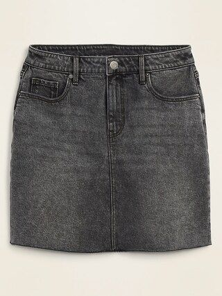 High-Waisted Raw-Hem Faded-Black Jean Skirt for Women | Old Navy (US)