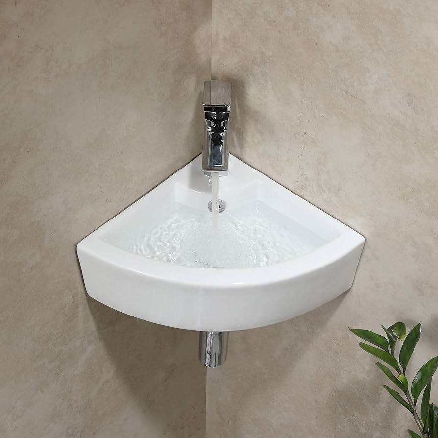 HOROW Corner Bathroom Sink, 18"x 13" White Porcelain Wall Mount Corner Sink, Vessel Sink for Bath... | Amazon (US)