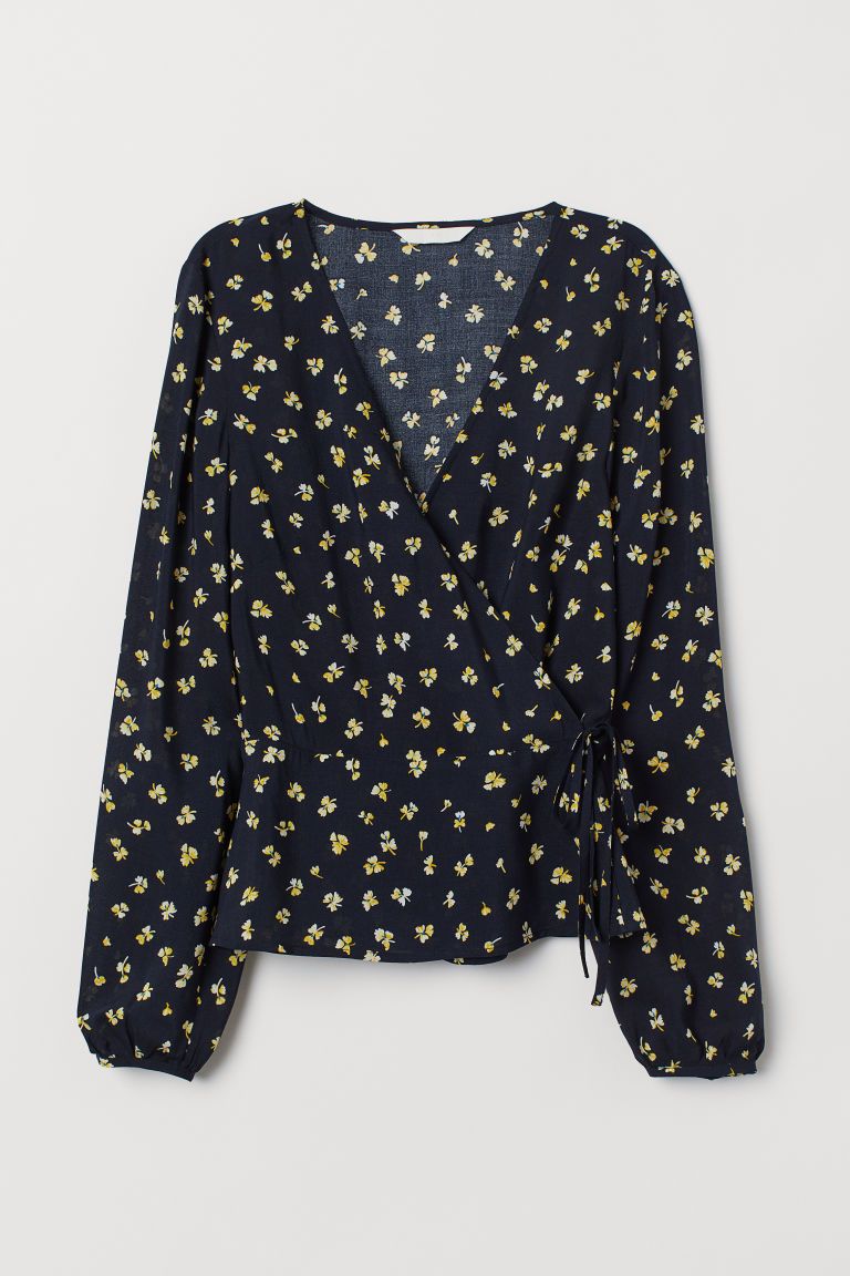 H & M - Wrapover Blouse - Blue | H&M (US)