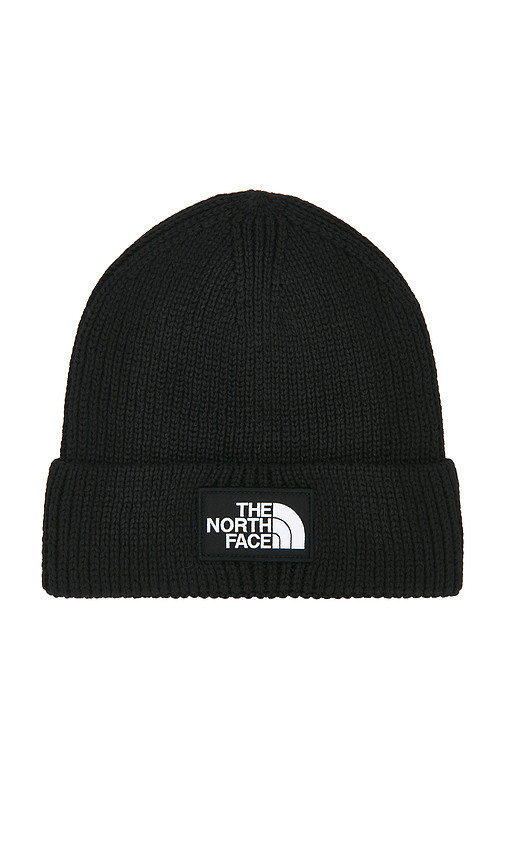 The North Face Logo Box Cuffed Beanie in Black. | Revolve Clothing (Global)