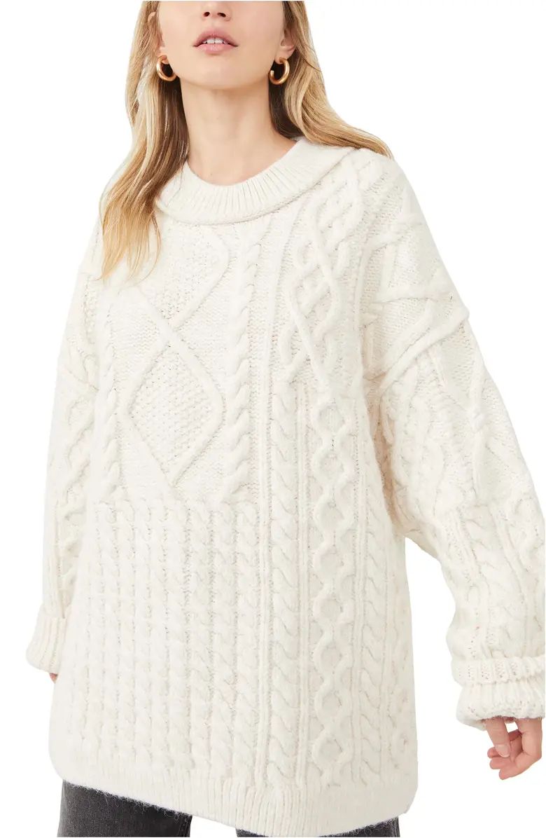 Free People Leslie Cable Knit Oversize Sweater | Nordstrom | Nordstrom