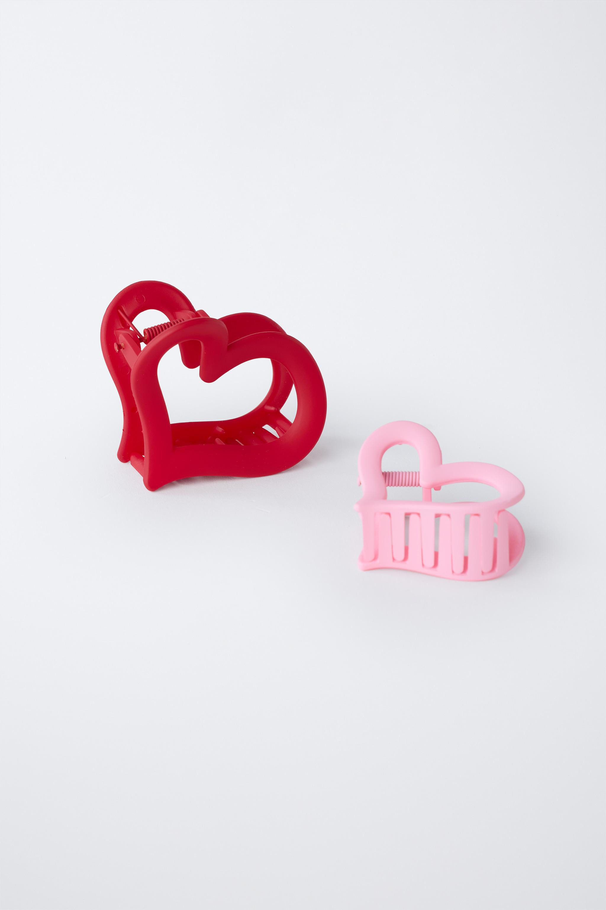 PACK OF TWO HEART-SHAPED HAIR CLIPS | Zara US