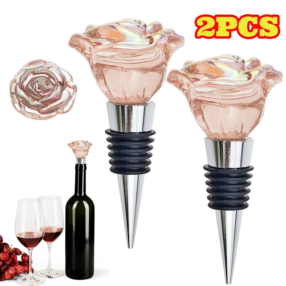 2pcs Rose Wine Stopper, Reusable Bottle Stopper for Beverage, Keep Wine Fresh Accessories | Walmart (US)