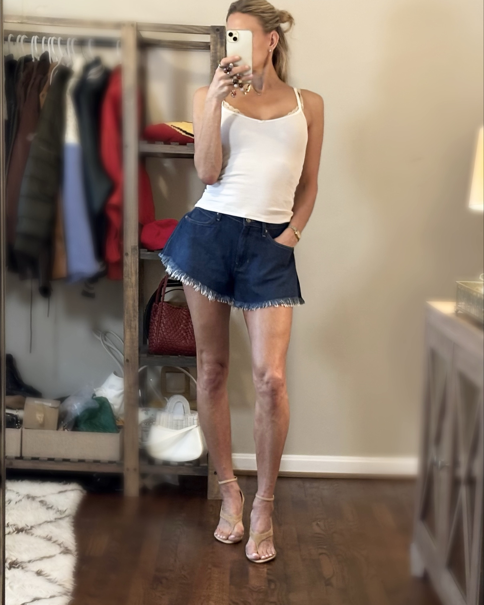 Obsessed with flare shorts! These denim ones come in three different washes and are buttery soft! I also love this heel as a great spring/summer shoe!

#LTKOver40