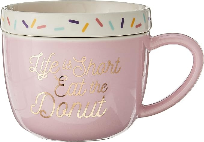 Amazon.com: Enesco 6003670 Our Name is Mud Eat a Donut Mug and Warmer Lid Set, 16 Ounce and 4 Inc... | Amazon (US)