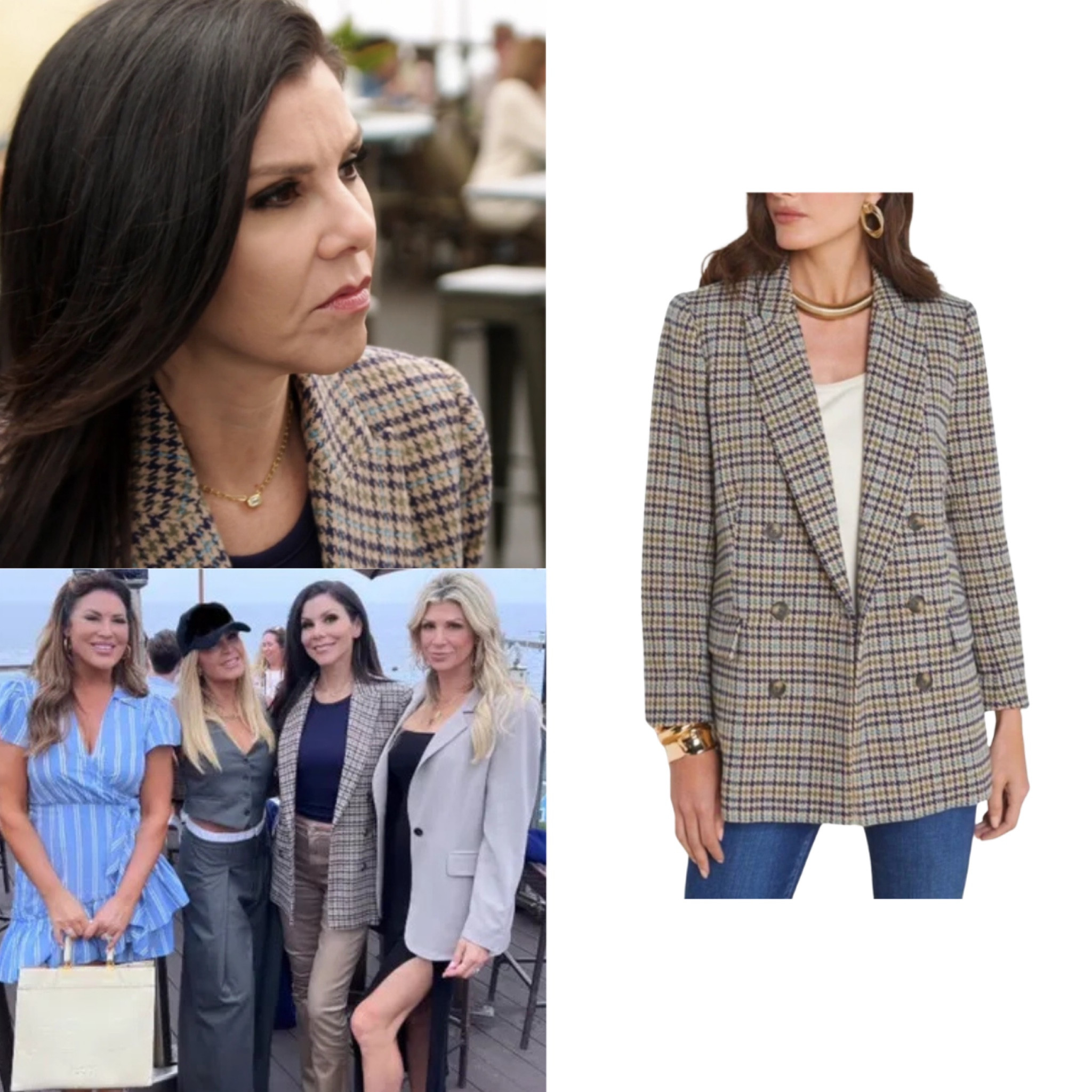 Heather Dubrow’s Brown and Blue Houndstooth Blazer