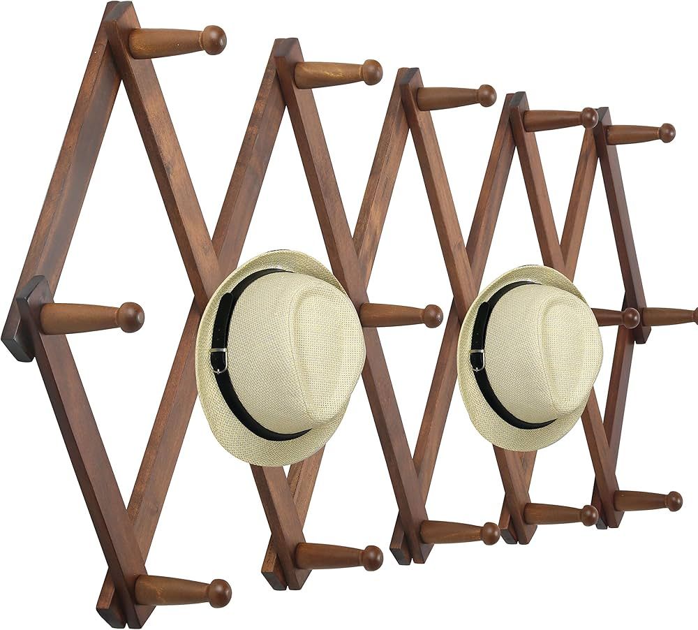 WEBI Accordion Wall Hanger,Expandable Wooden Coat Rack Wall Mounted,Hat Rack for Wall,Accordion H... | Amazon (US)