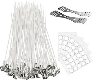 100 Pcs Cotton Candle Wick 8'',Wicks Coated with Paraffin Wax, 100PCS Candle Wick Stickers and 2P... | Amazon (US)