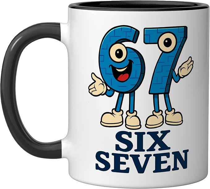 67 Six Seven 6-7 - Funny Italian Brainrot Kids Gaming Meme Ceramic Mug, Black/White | Amazon (US)