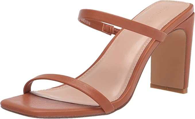 Amazon.com: The Drop Women's Avery Square Toe Two Strap High Heeled Sandal, Toffee, 6.5 : Clothin... | Amazon (US)