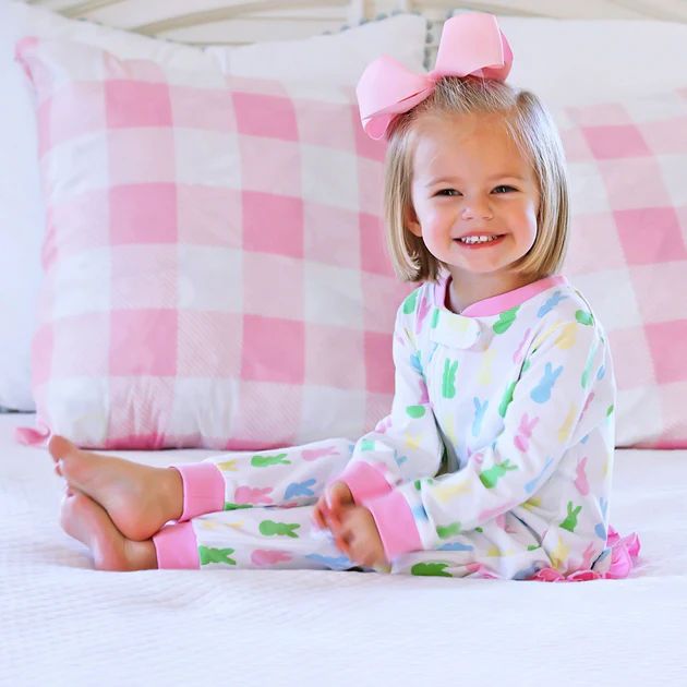 Pink Bunny Peeps Print Knit Onesie | Classic Whimsy