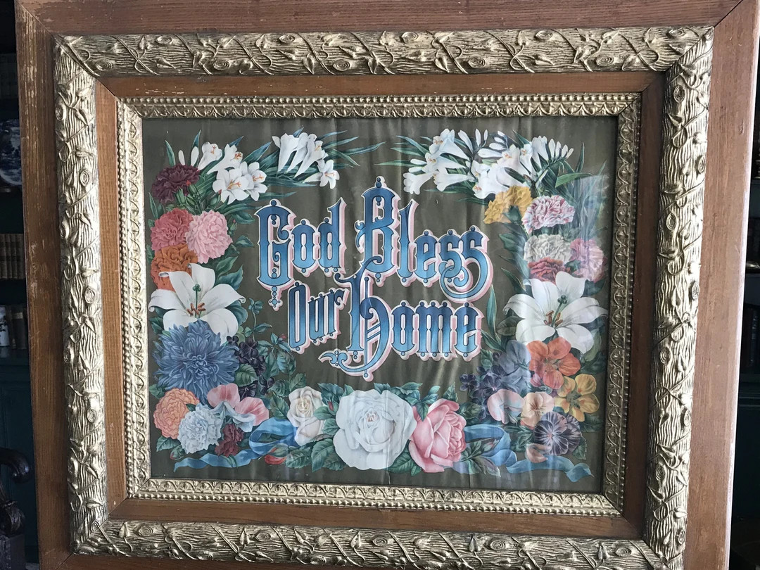 God Bless Our Home Victorian Gesso and Oak Frame 1906 by James Lee Co. Chicago IL - Etsy | Etsy (US)