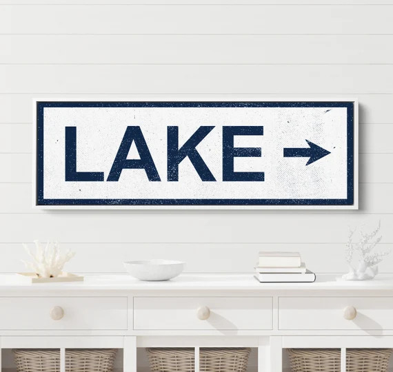 Large Canvas Lake Sign Lake Direction Sign  Lake House Decor | Etsy | Etsy (US)