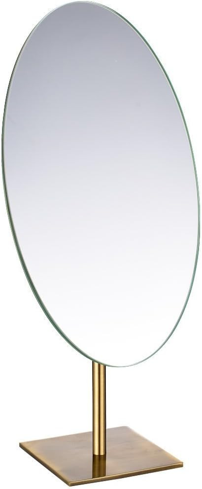 GURUN Large Oval 7"x12" Tabletop Vanity Mirror with Stand Makeup Brass | Amazon (US)
