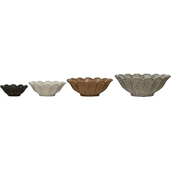 Creative Co-Op Stoneware Flower Bowls, 6" L x 6" W x 3" H, Multicolor | Amazon (US)