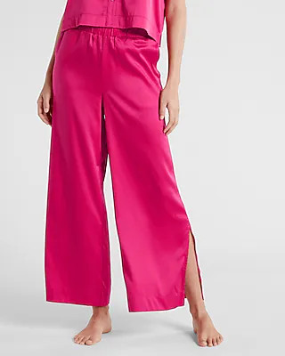 Satin Wide Leg Side Vent Pajama Pant | Express
