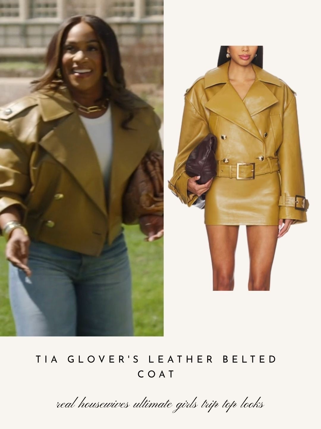 Tia Glover’s Leather Belted Trench Coat
