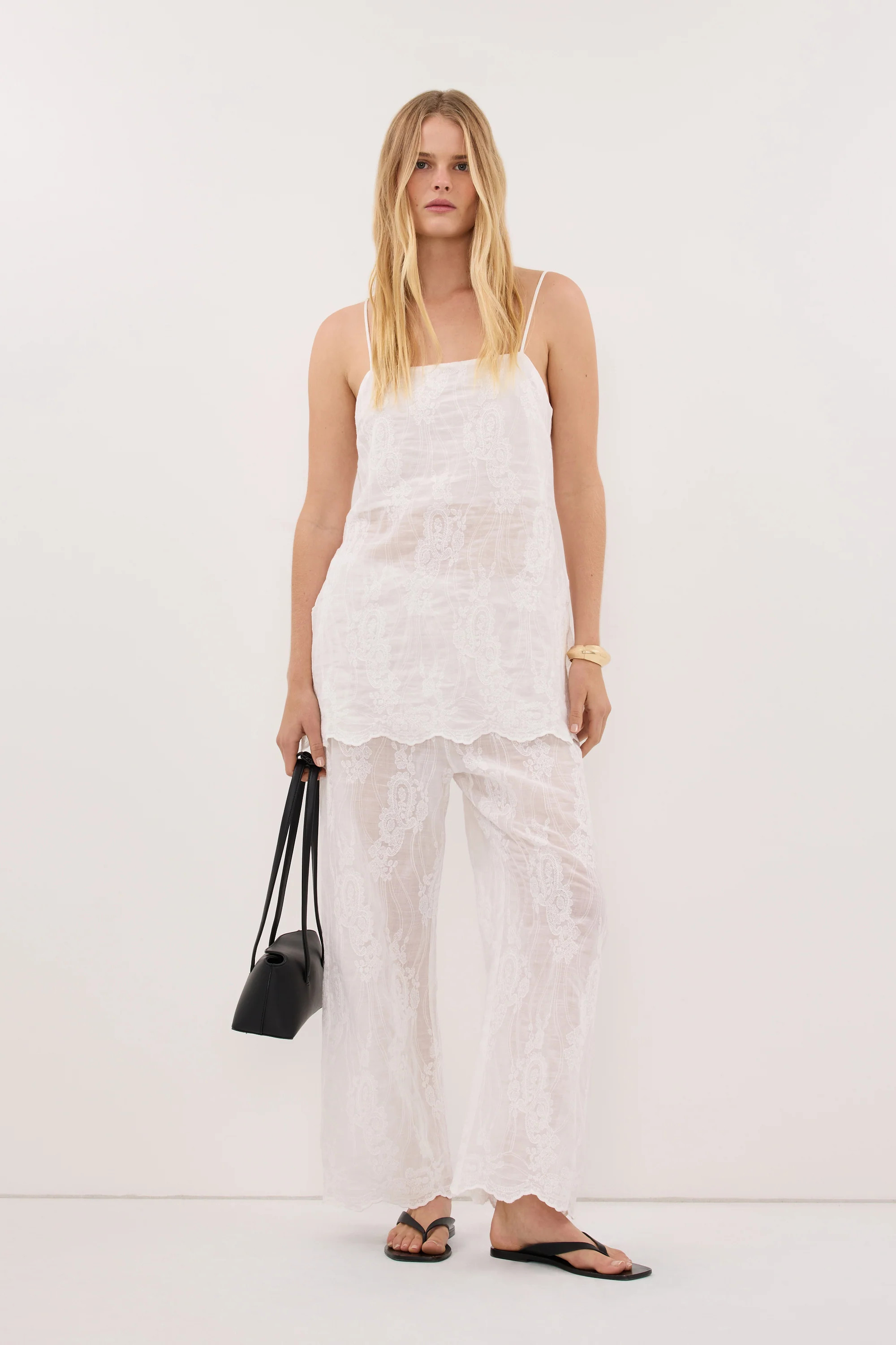 CORDELIA WHITE RAMIE CROP PANT | DISSH