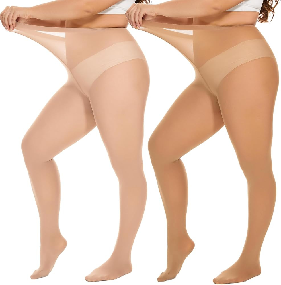 DUCMODA Damen Curvy Strumpfhose Große Größen Semi Blickdicht Strumpfhosen Plus Größen XL-4XL... | Amazon (DE)