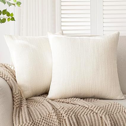 Foindtower Set of 2 Decorative Textured Burlap Linen Throw Pillow Covers Farmhouse Boho Cushion C... | Amazon (US)