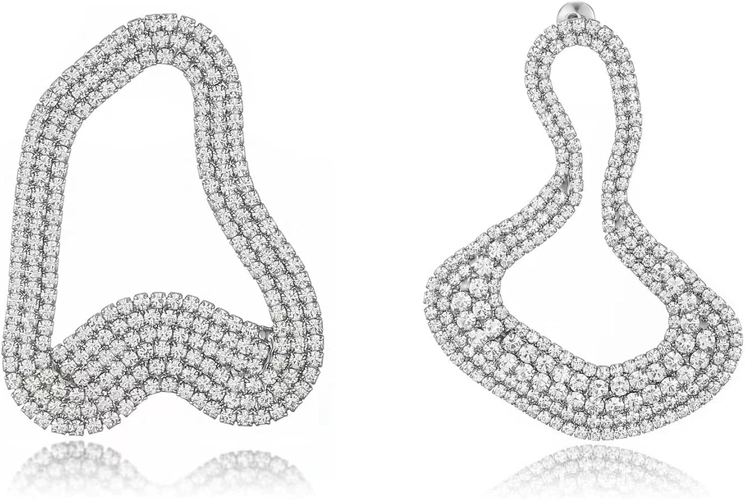 Statement Earrings- Trendy Earrings for Women，Asymmetric Earrings with Full Rhinestone,Great Gi... | Amazon (US)