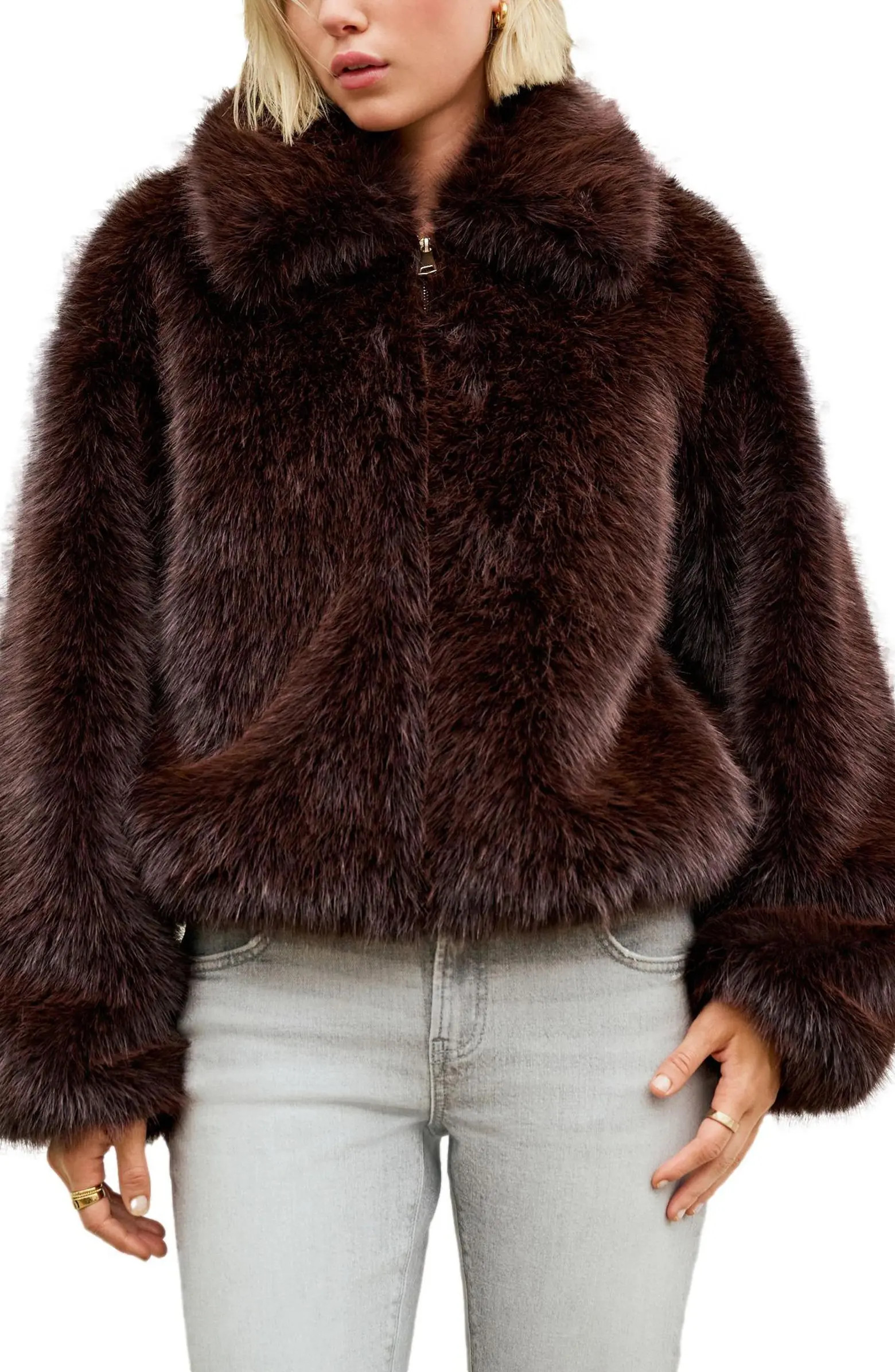 NEXT Faux Fur Zip Jacket | Nordstrom | Nordstrom