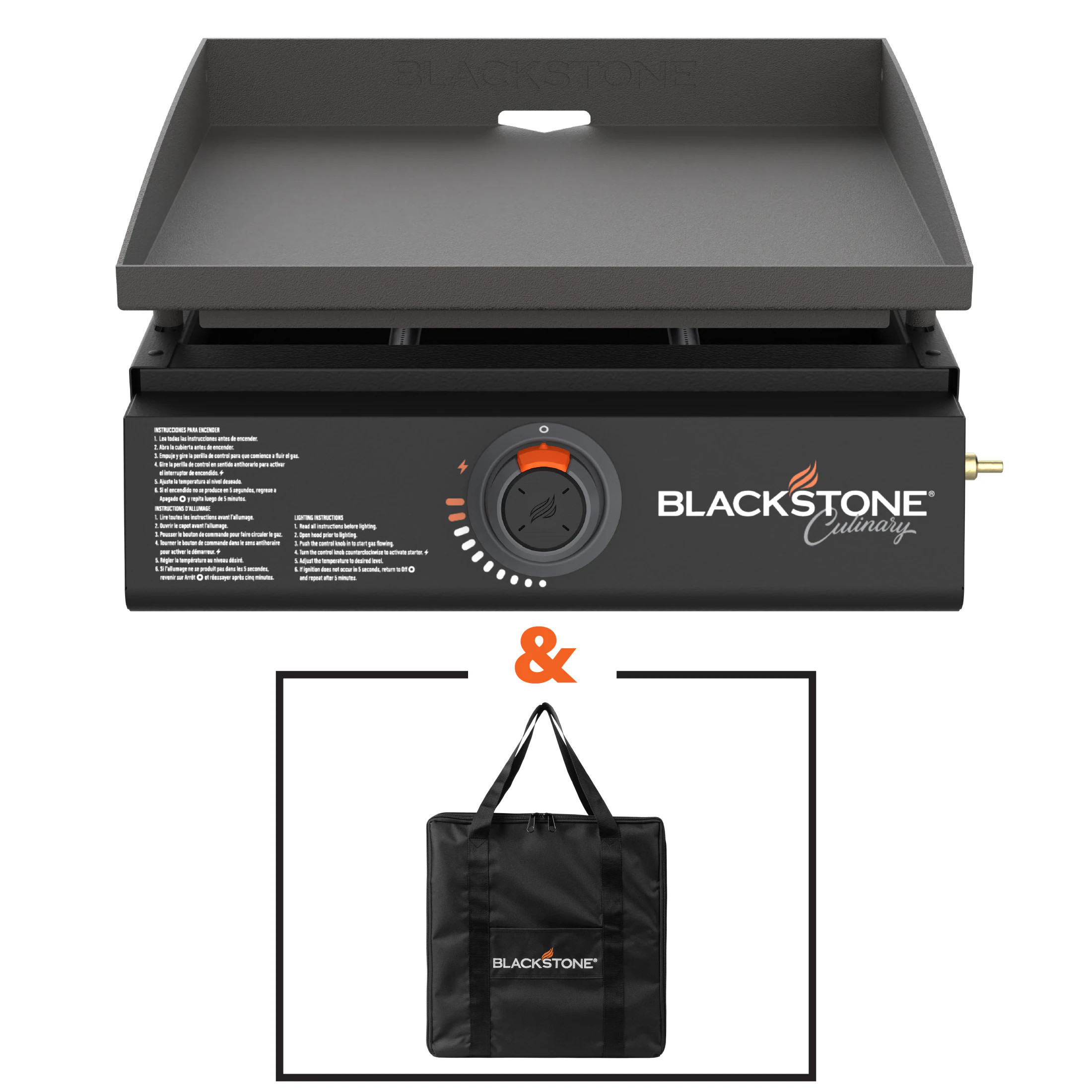 Blackstone Culinary Tabletop 17"" Griddle with Carry Case 267-Sq. in black powder-coated steel Portable Liquid propane Grill Polyester | 2242 | Lowe's