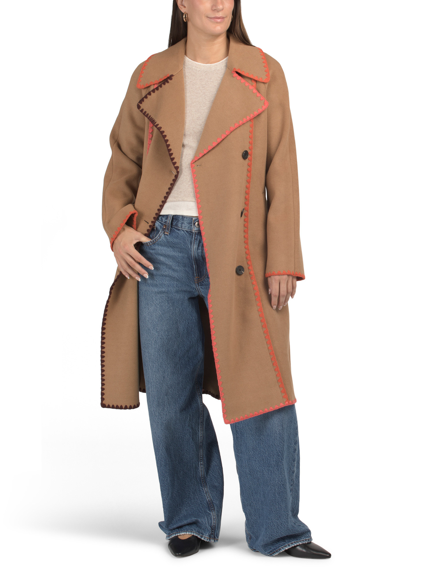 Double Face Blanket Stitch Coat | Wool & Wool Blends | Marshalls | Marshalls