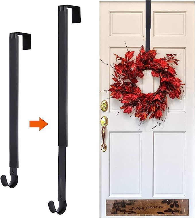 Kederwa Adjustable Wreath Door Hanger, Metal Wreath Hooks Over The Door from 14.9-25 Inch, Hallow... | Amazon (US)