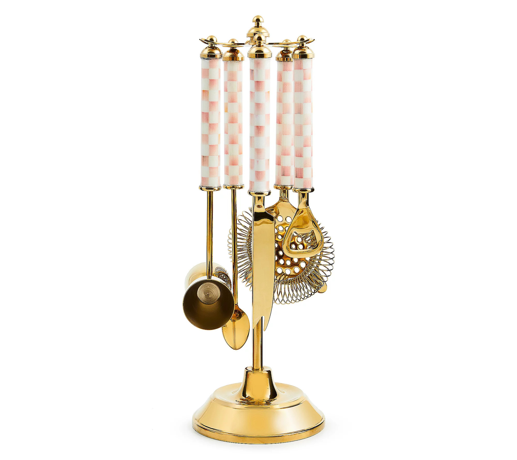 MacKenzie-Childs Rosy Check 3260 Gold Bar Tool Set | QVC