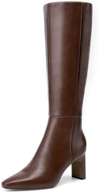 DREAM PAIRS Knee High Boots Women Chunky Block Heel Square Toe Side Zipper Tall Boots for Women | Amazon (US)