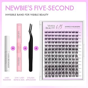 VEYESBEAUTY LuxeBold Cluster Lashes Kit Individual Lash Extensions Newbie's Five-Second DIY Drama... | Amazon (US)